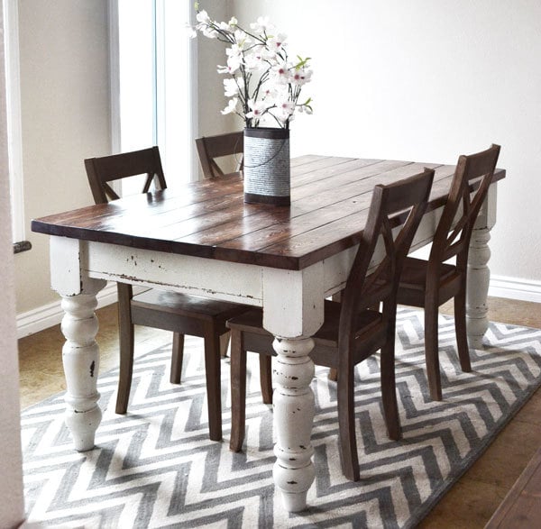 White farmhouse on sale table and chairs
