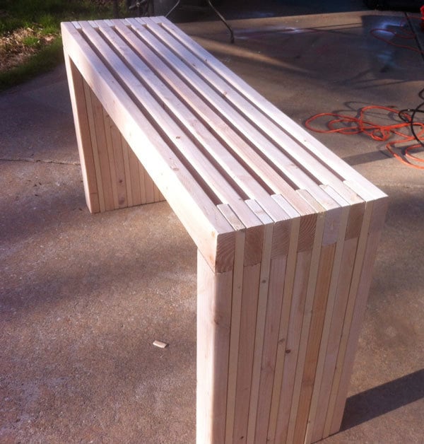 Slatted shop console table