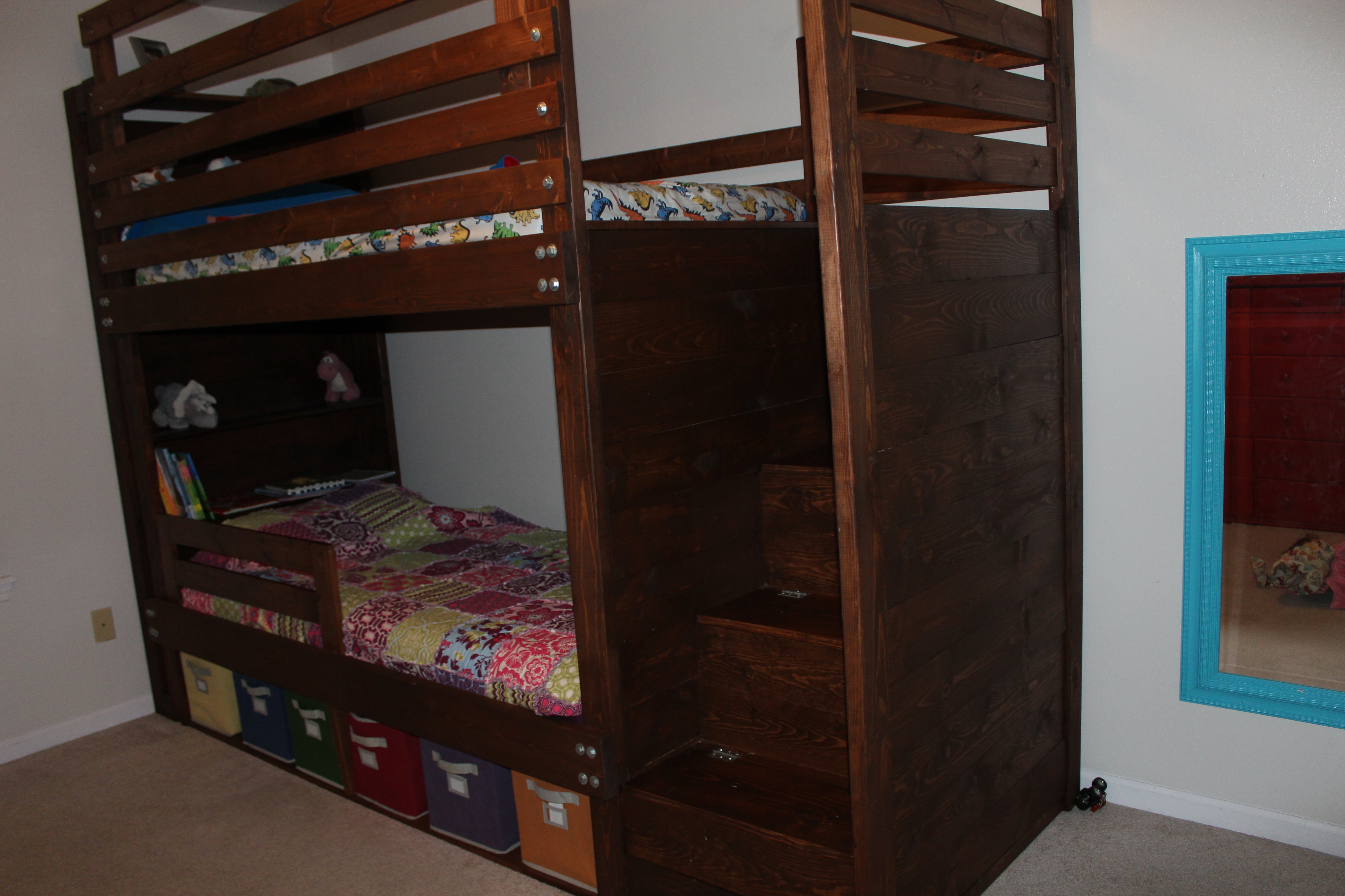 Bunkbed With Bookshelves Stairs And, Plans For Bunk Bed With Stairs And Drawers
