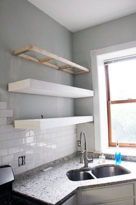 How to Make DIY Floating Kitchen Shelves - Grace In My Space