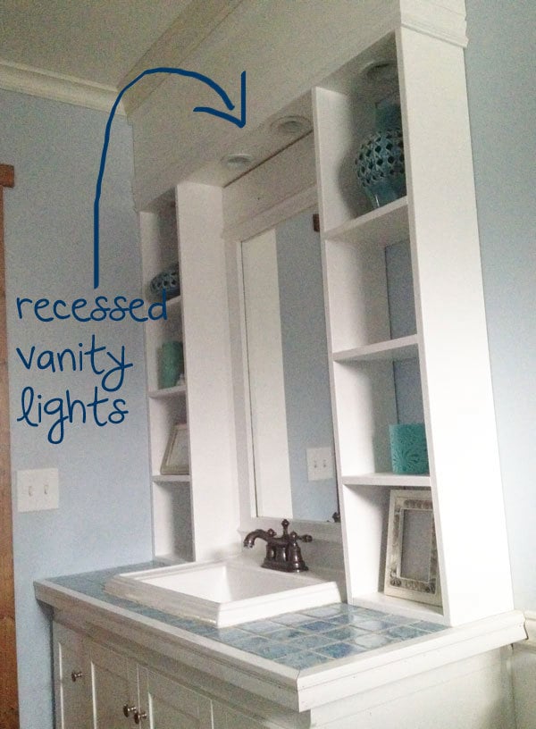 Vanity Hutch With Recessed Lights Ana, Recessed Bathroom Vanity