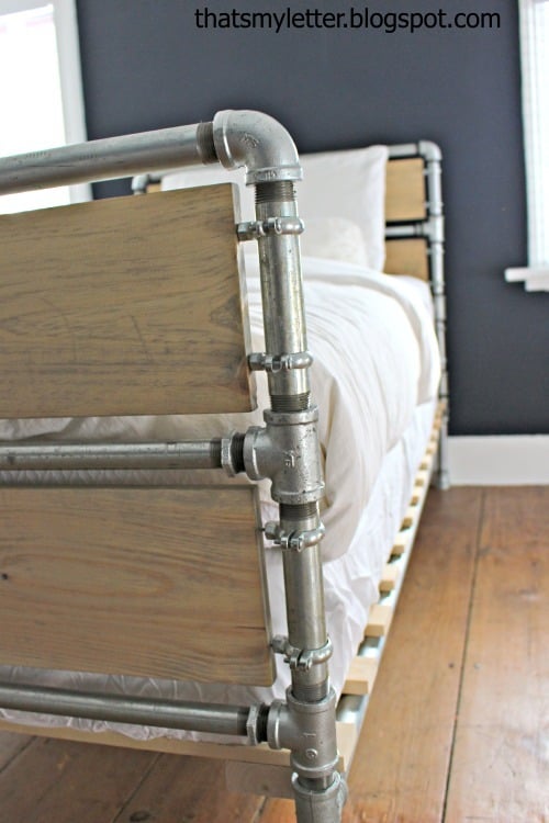 Black pipe store bed frame