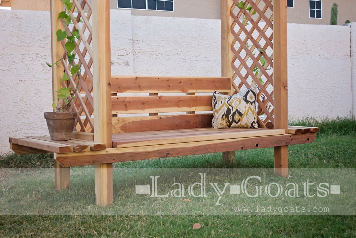 Outdoor Bench with Arbor | Ana White