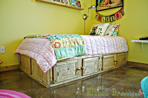 Rustic bed with discount storage underneath