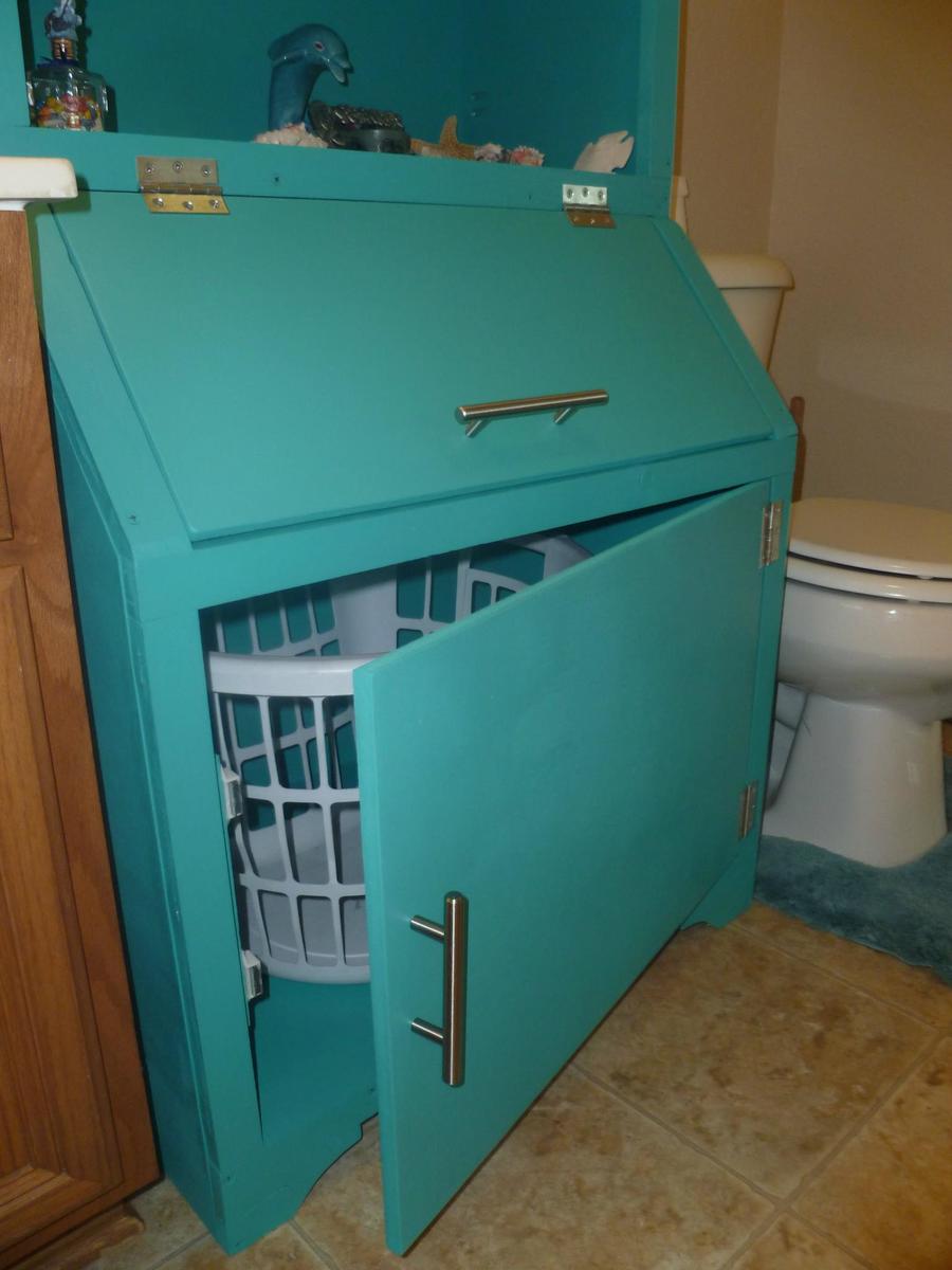 Bathroom Armoire with Laundry Hamper Ana White