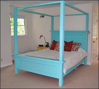 farmhouse bed with canopy added to the top