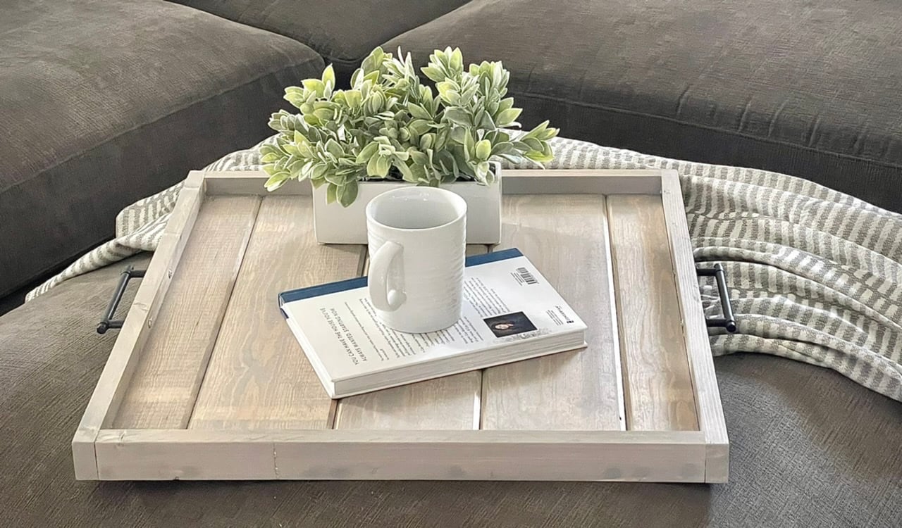 Wood ottoman tray