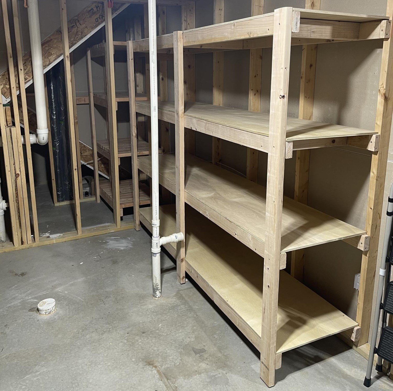 Garage / Basement Shelving + Bonus Wine/Liquor Under Stairs Storage