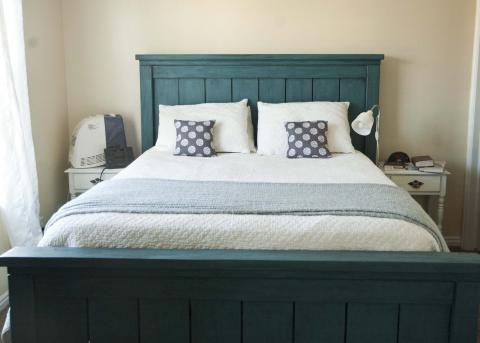 blue farmhouse bed