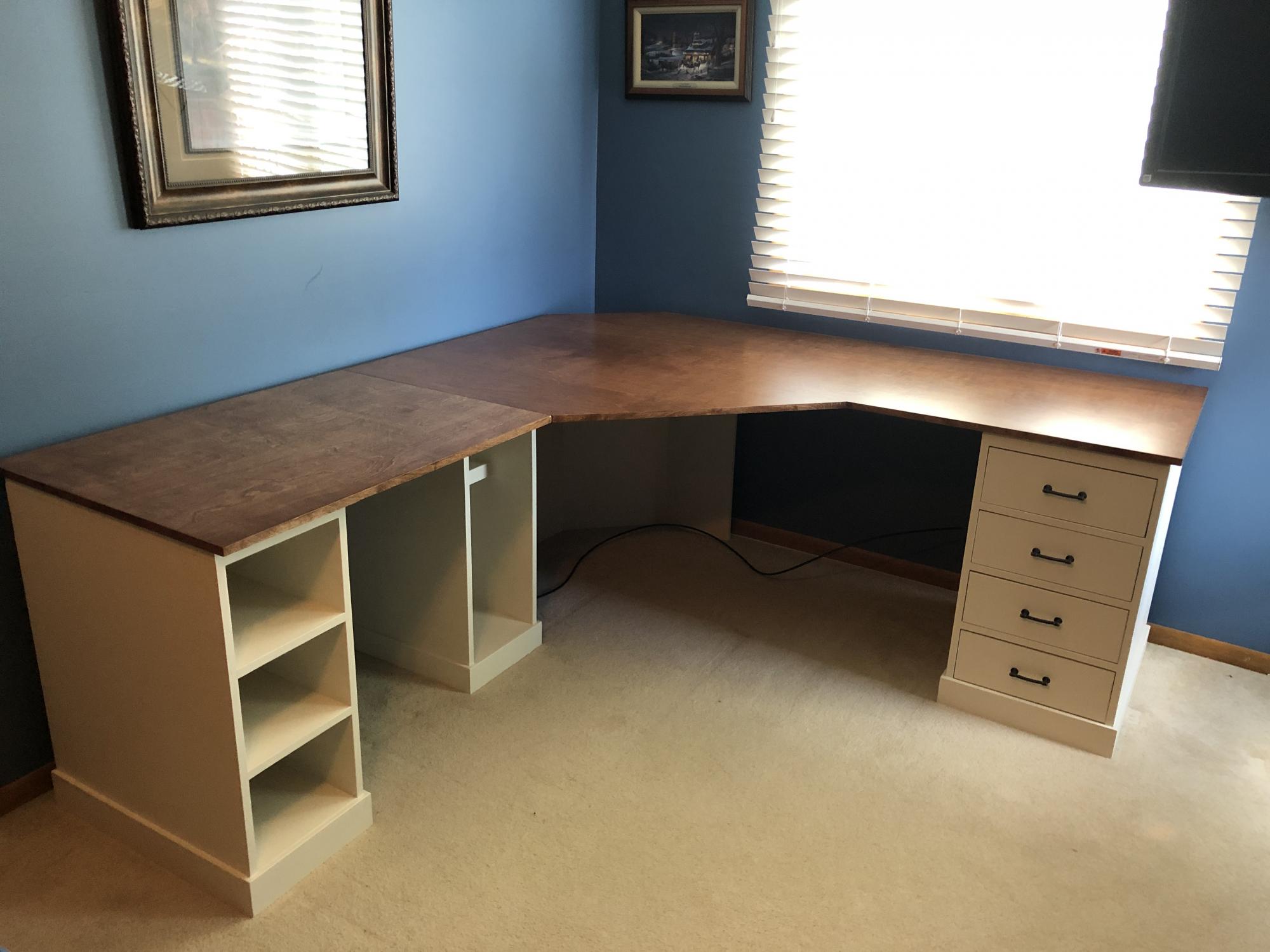 Desk With Drawers And Open Cabinets Ana White