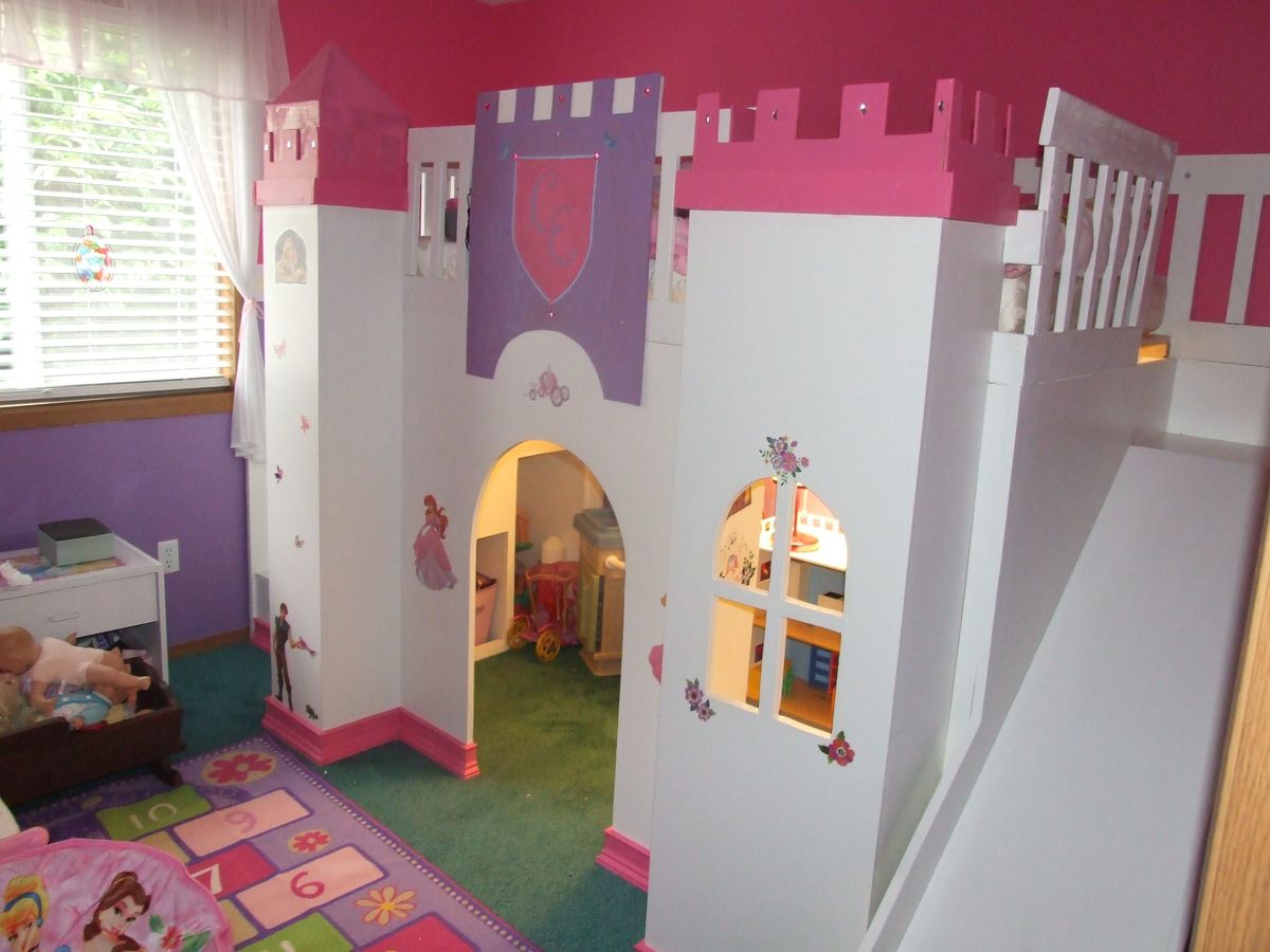 playhouse loft bed with stairs and slide