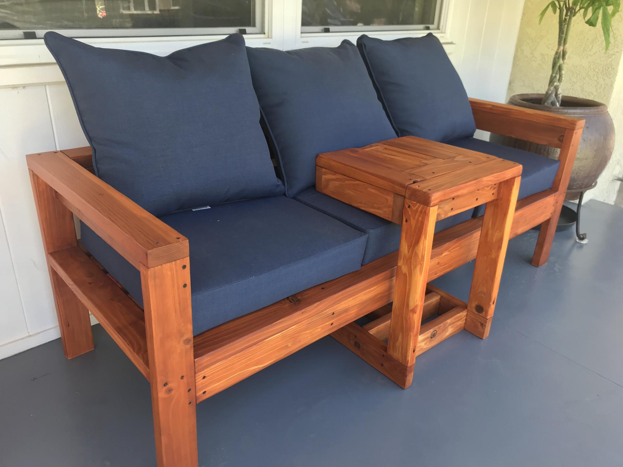 DIY sofa couch / slide in coffee table