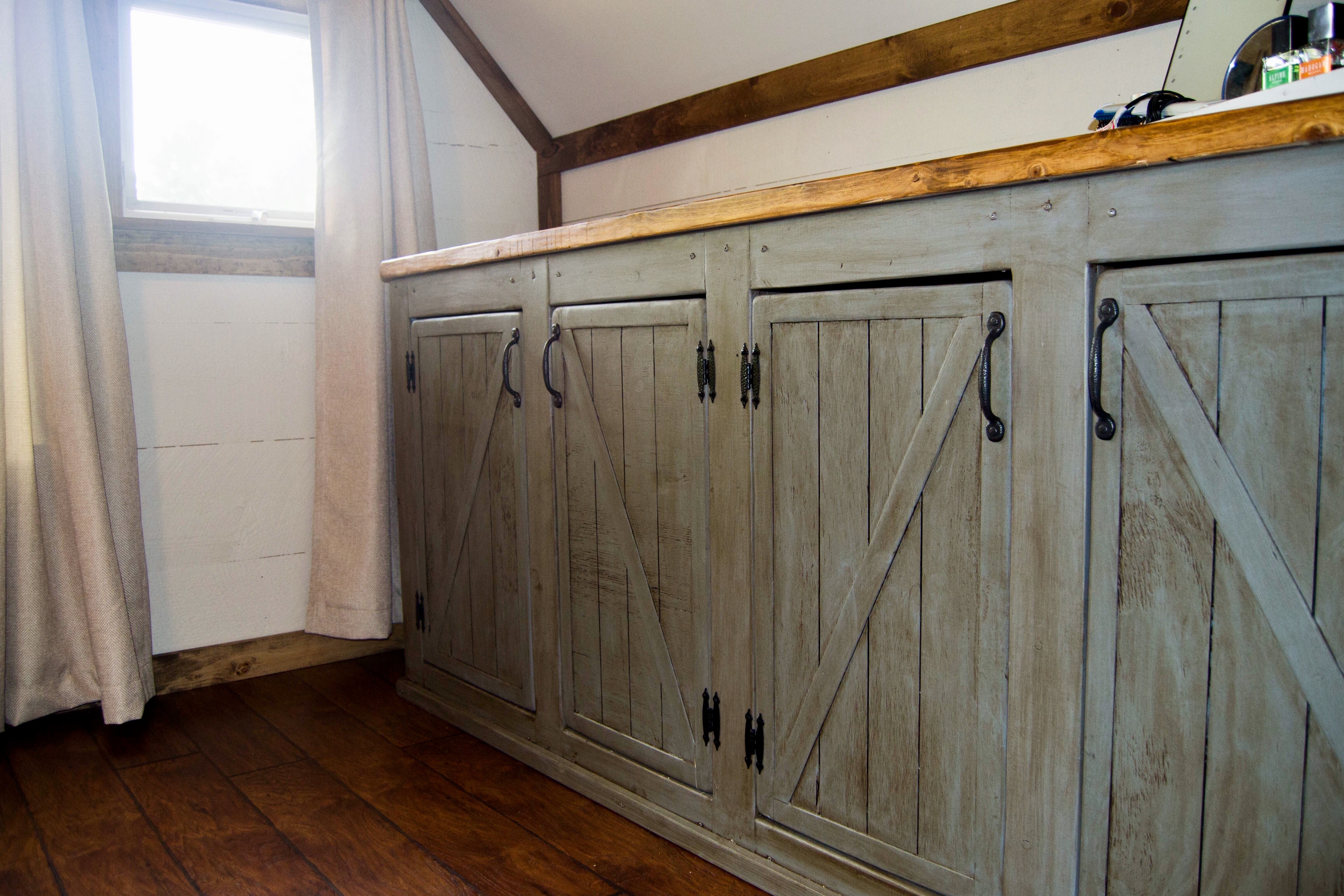 Scrapped The Sliding Barn Doors Rustic Cabinet Doors Instead