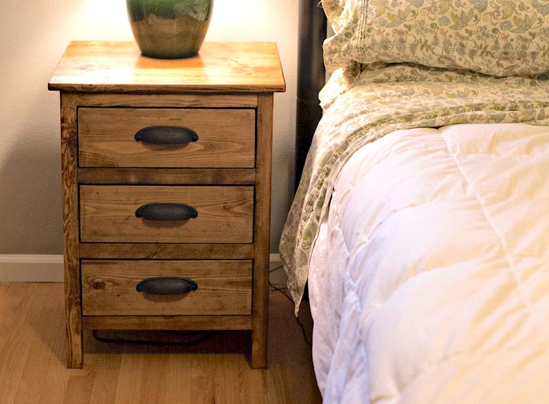 wood nightstand with drawers rustic farmhouse