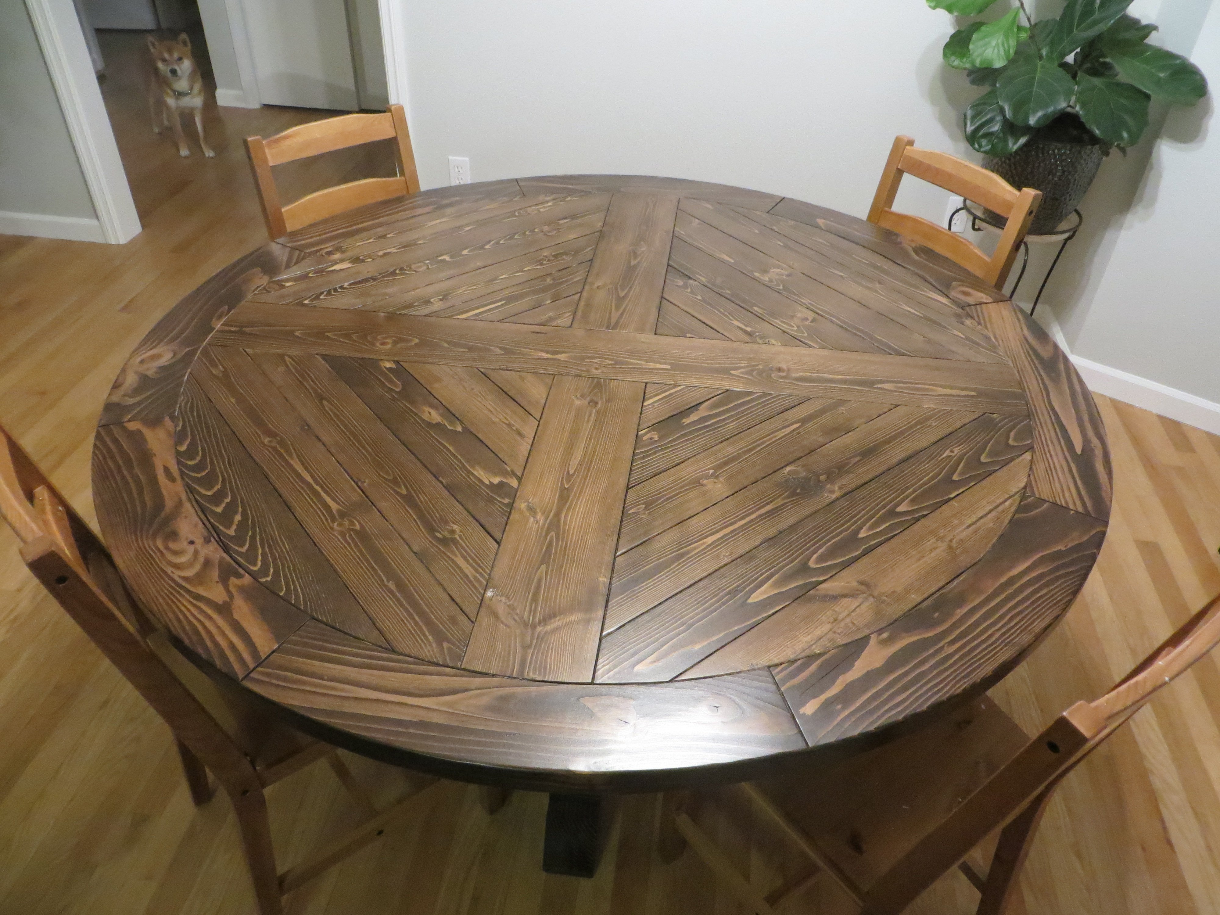 Round X Base Pedestal Dining Table, Expandable Round Dining Room Table Plans
