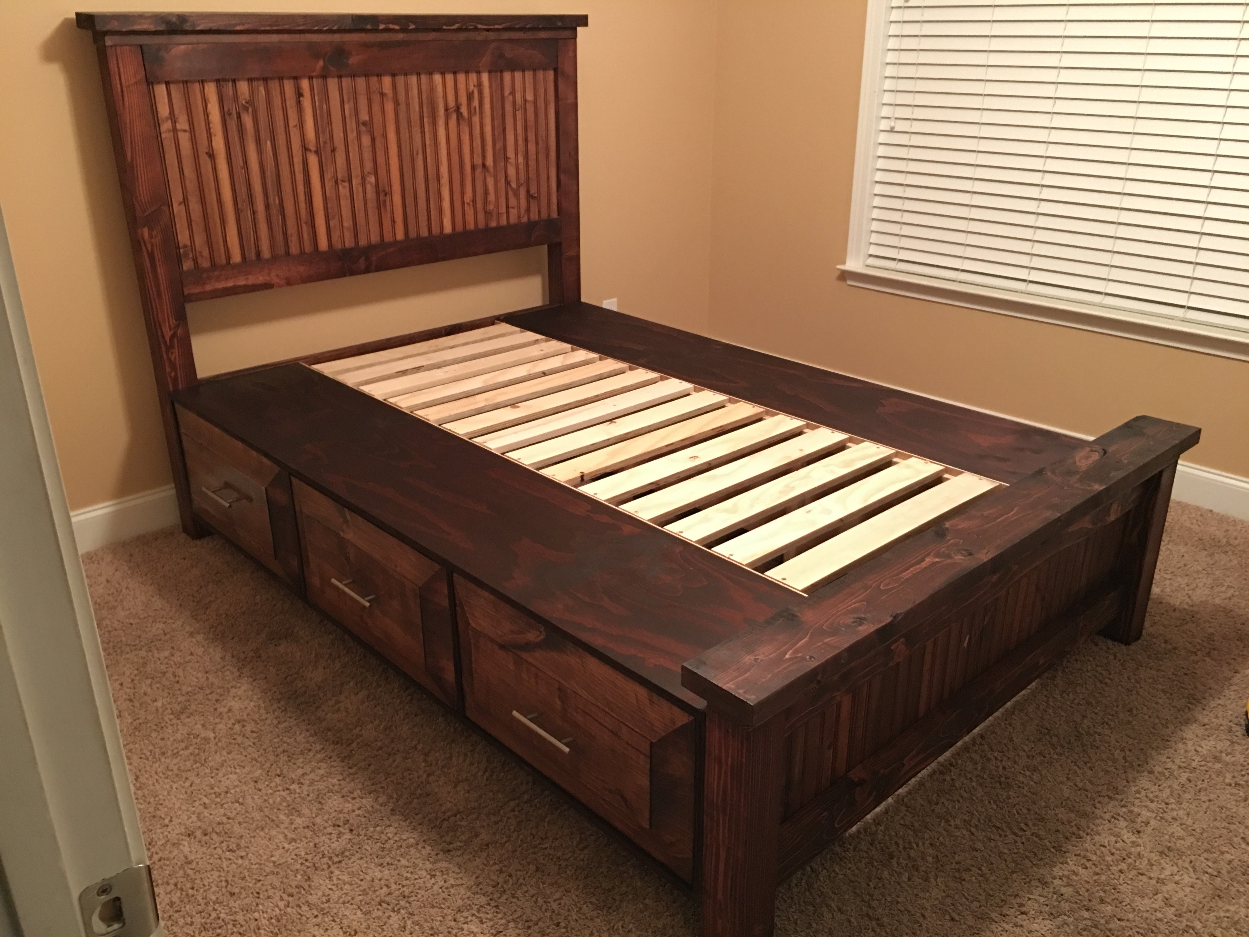 Farmhouse Bed with storage drawers Ana White