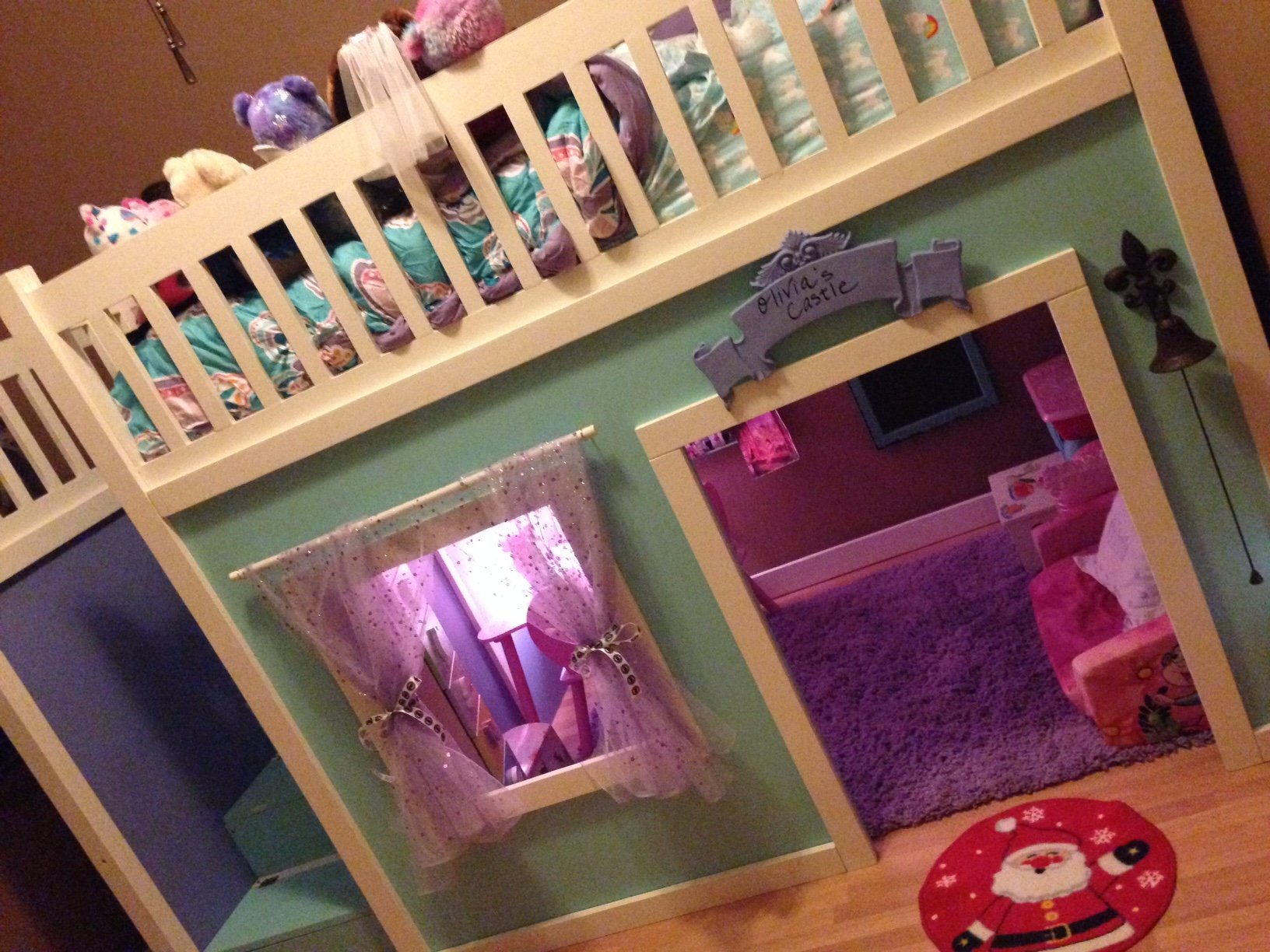 Full Size Playhouse Loft Bed with Storage Stairs