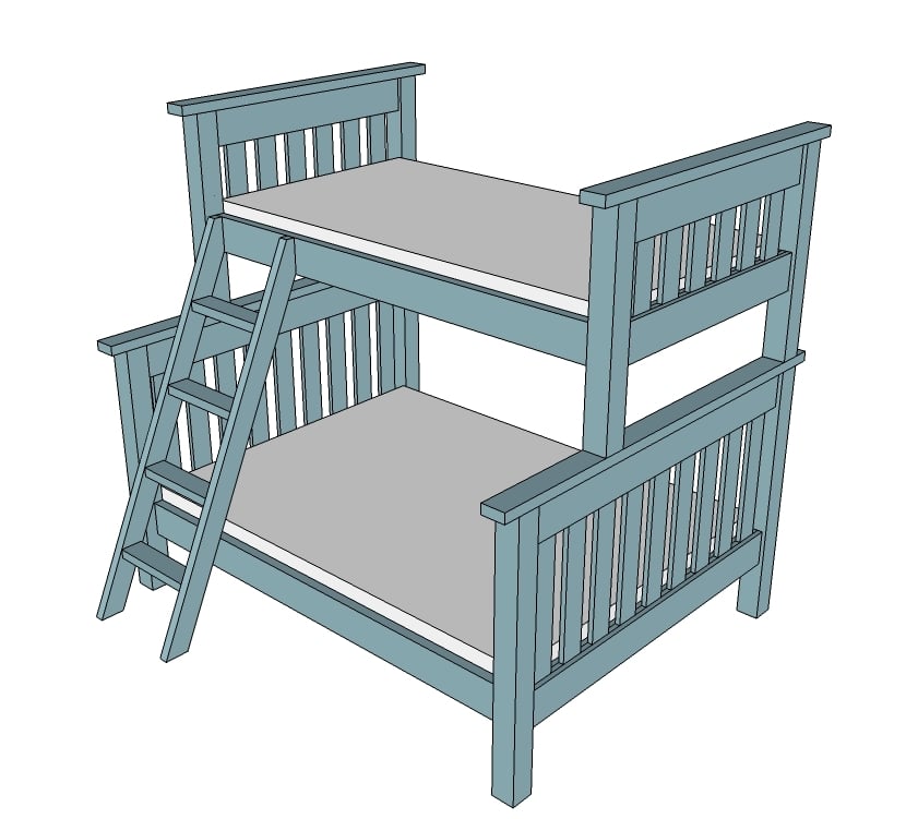 Twin over Full Simple Bunk Bed Plans Ana White