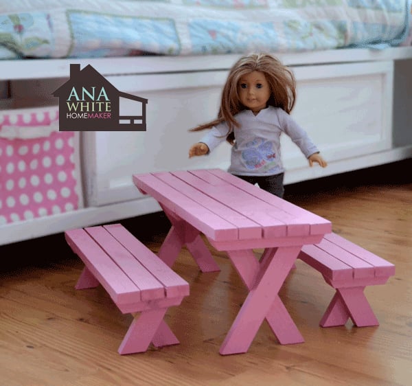 Doll Table and Chairs Set House White Wood Furniture Fits 18" American Girl New 