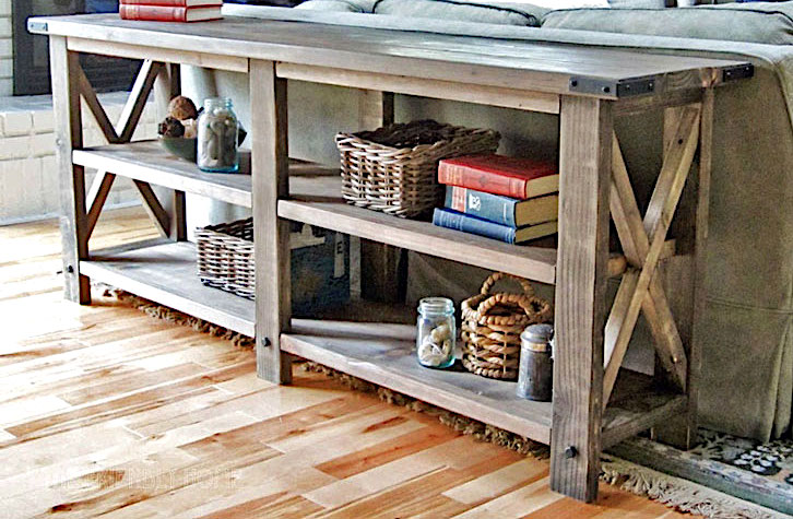 ana white rustic x console table diy plans