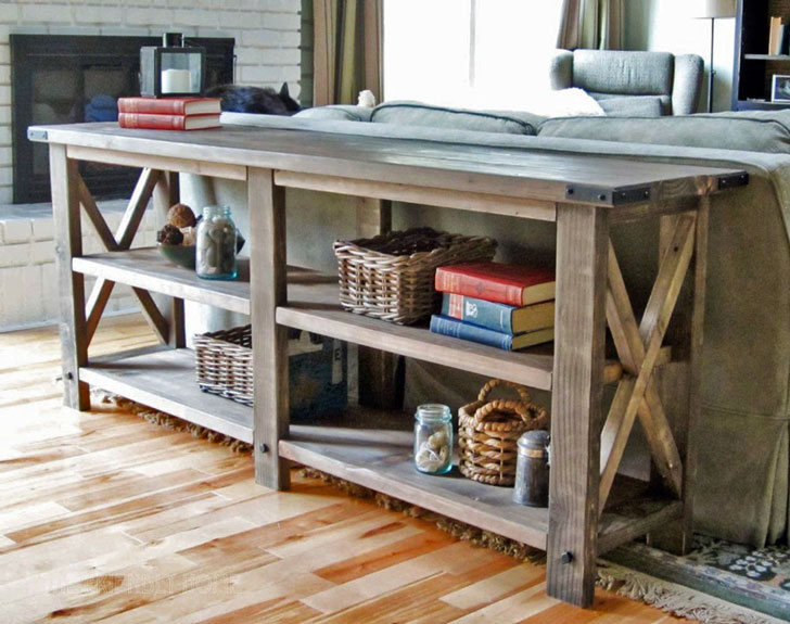 Rustic X Console Table Ana White, Barnwood Entry Table White