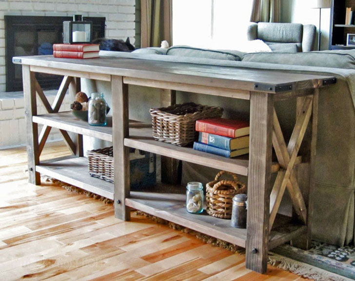 Rustic X Console Table Ana White