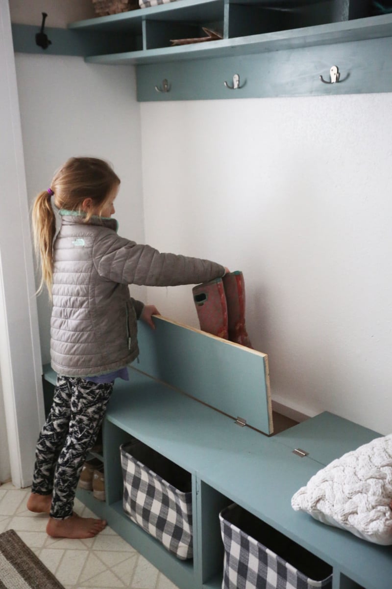 Closet Mudroom Bench with Hinge Up Boot Storage Compartment Ana Closet Mudroom Bench with Hinge Up Boot Storage Compartment Ana
