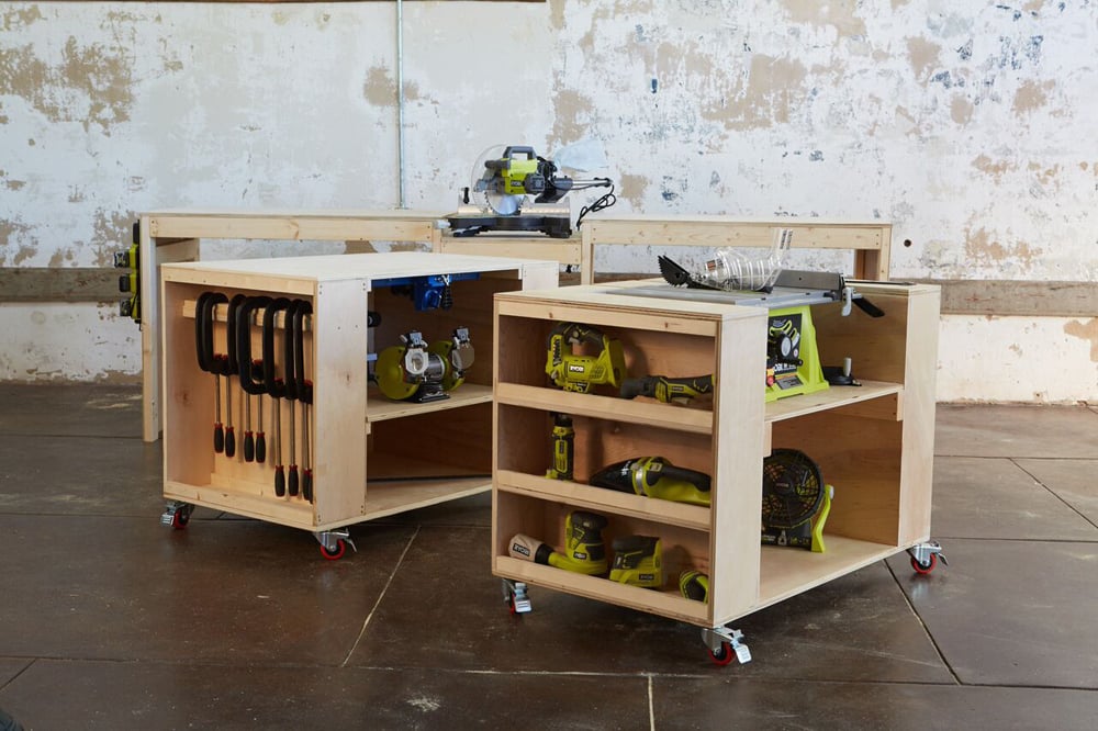 DIY Mobile Workbench with RIGID Table Saw & Miter Saw