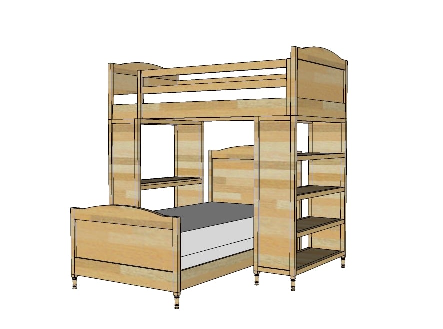 bunk bed with open bottom