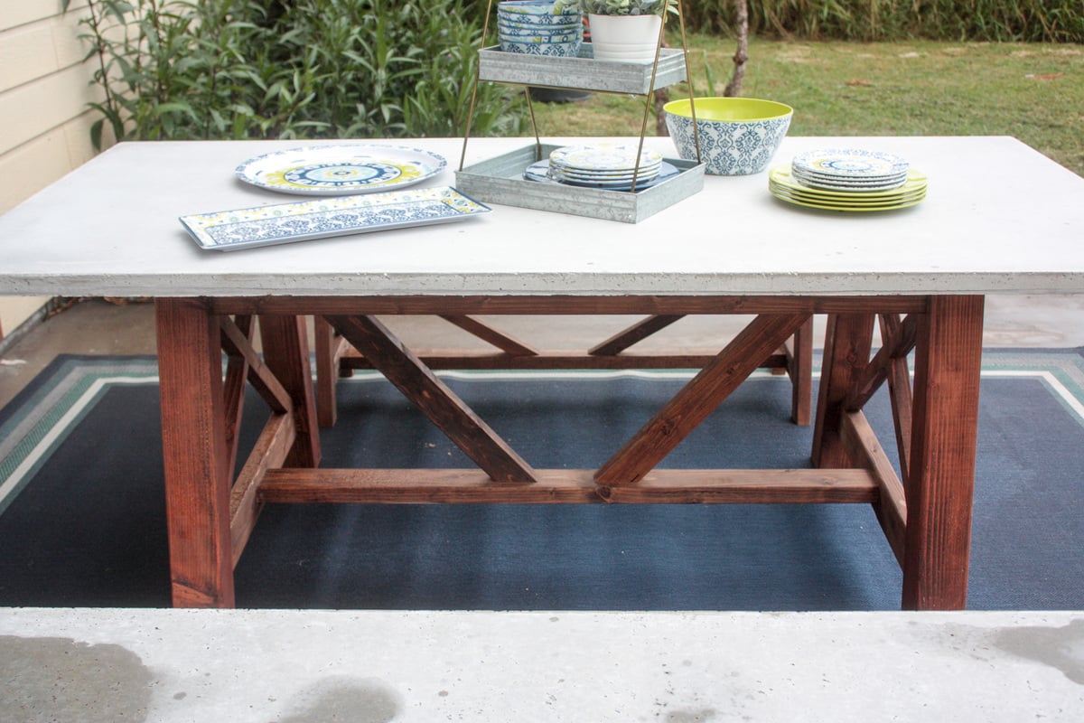 X Base Concrete Table and Bench set