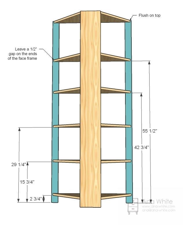 Corner Cupboard Ana White, How To Build A Corner Hutch Cabinet