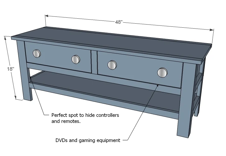 media console with drawers woodworking plan