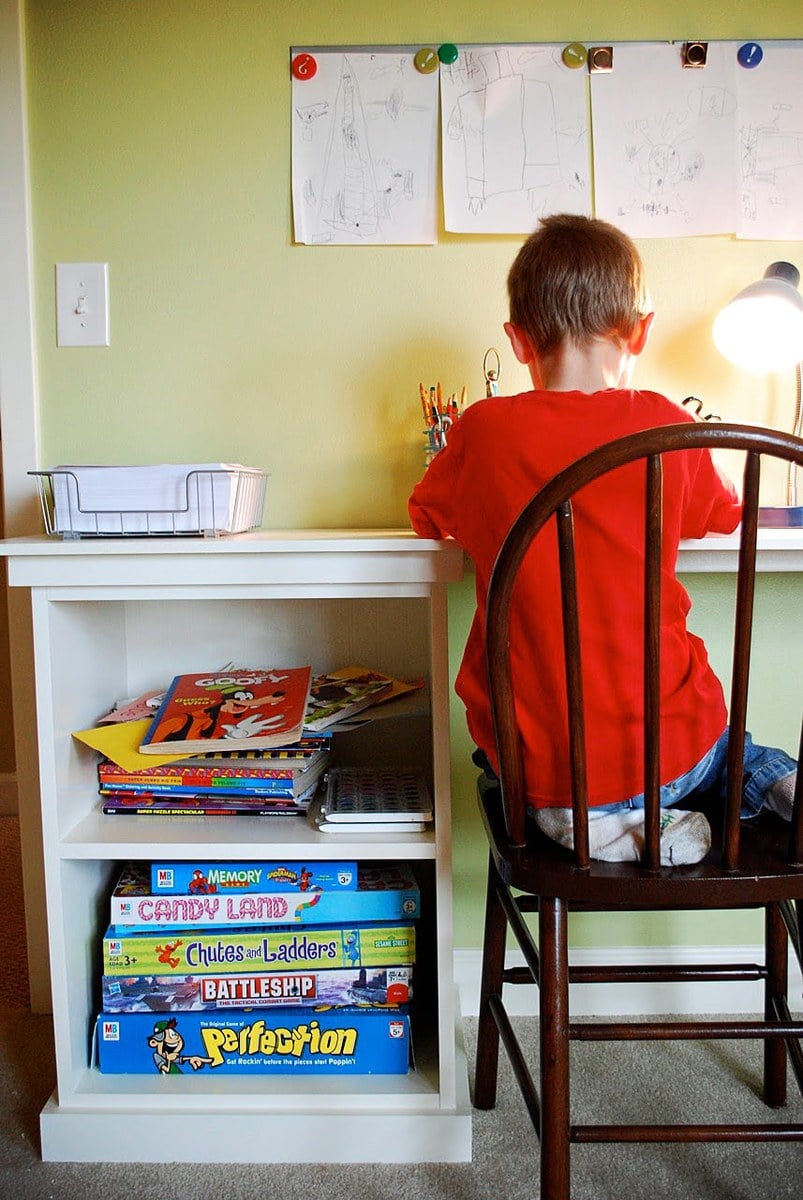 kids desk with open storage