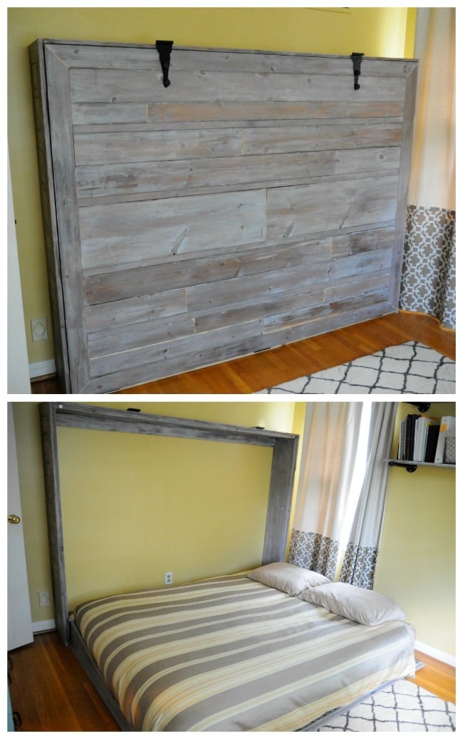 Rustic Queen Sized Wall Bed Ana White, Horizontal Wall Bed Frame