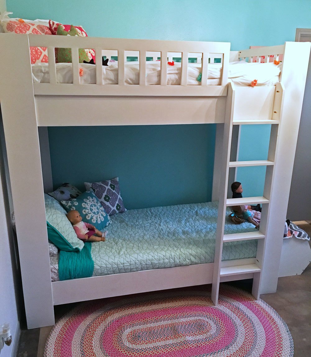 modern white bunk bed