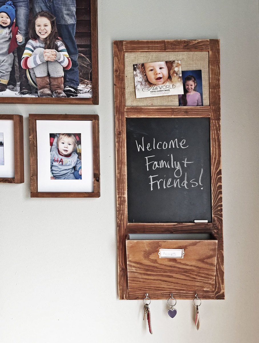 wall bins scrap wood chalkboard