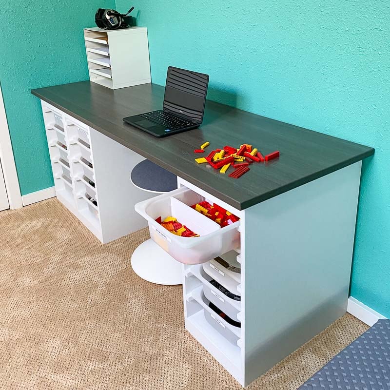 DIY Desk with Storage Bins | Ana White