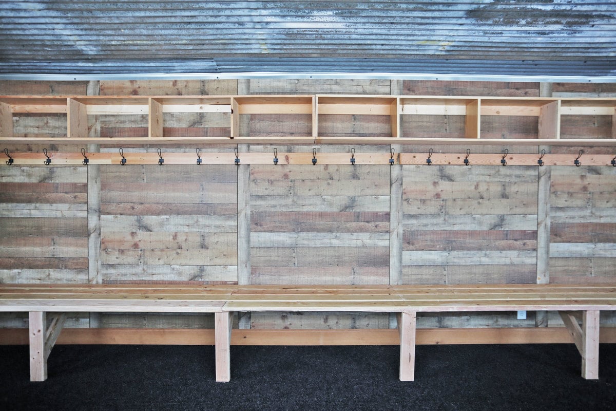 rustic locker room