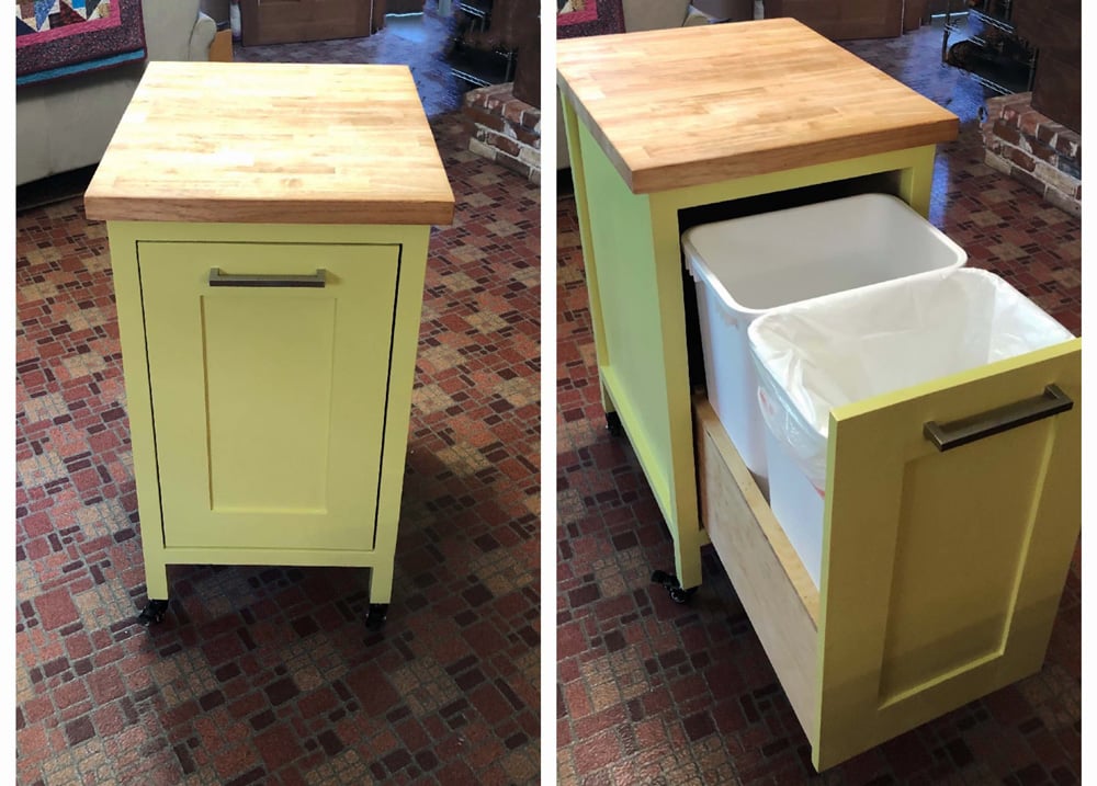 Small Kitchen Island With Slide Out Double Trash Cans Ana White