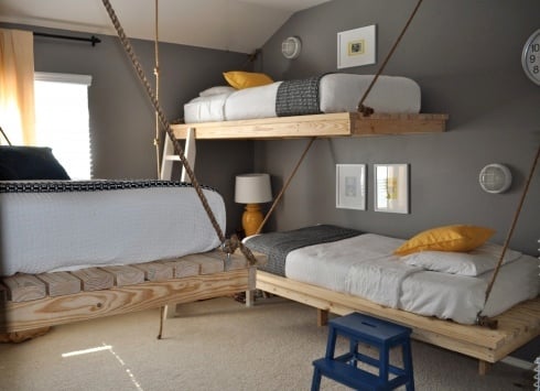 Easiest Hanging Daybed Ana White, Bunk Bed Suspended From Ceiling