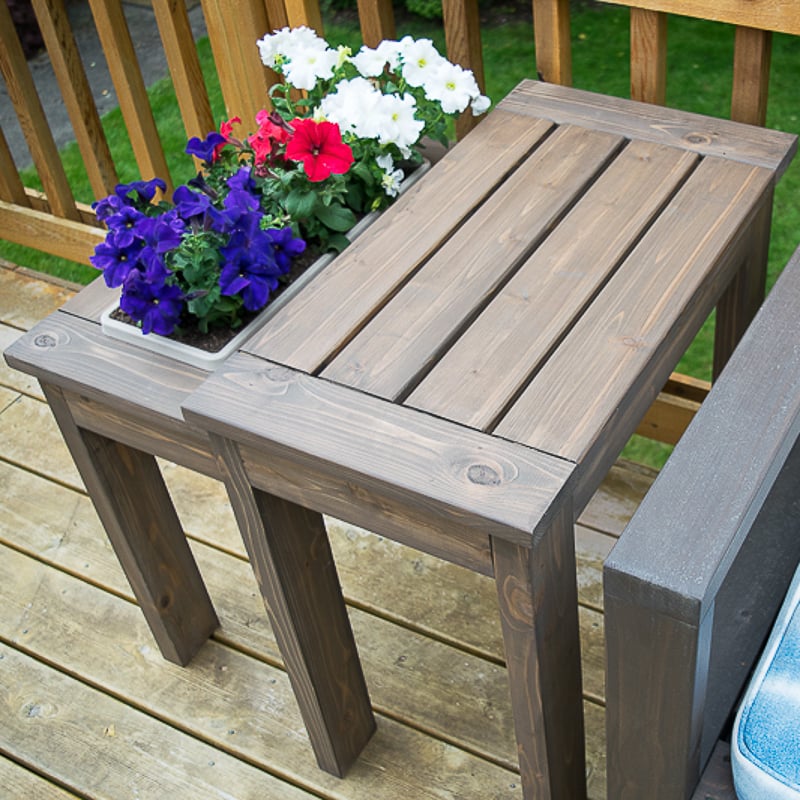 Switch out the ice bucket for a planter box in this DIY end table.