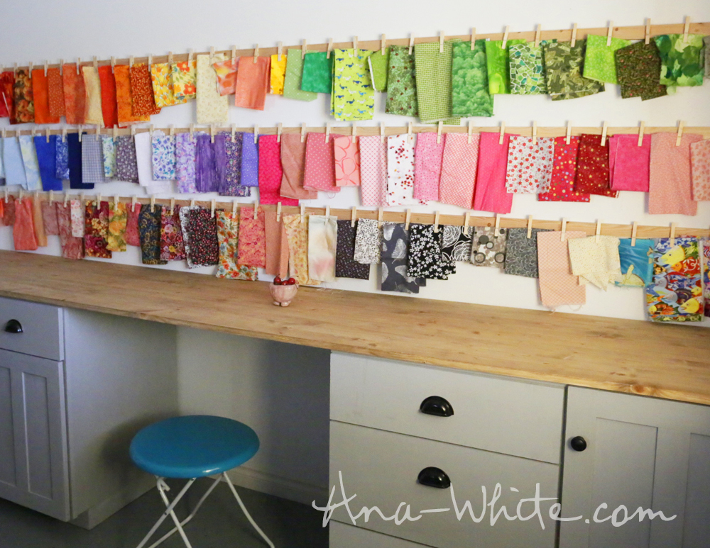 Clothespin Fabric Storage Rails