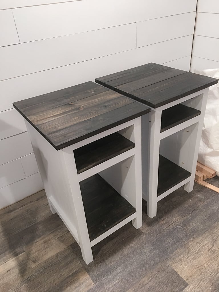 Planked Wood Bedside Table with Shelves Ana White