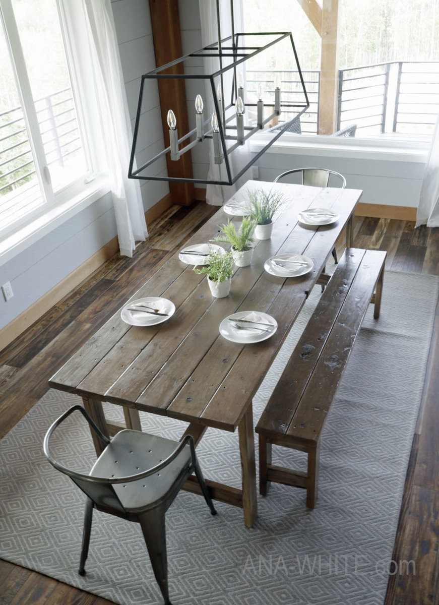 farmhouse table with plants 