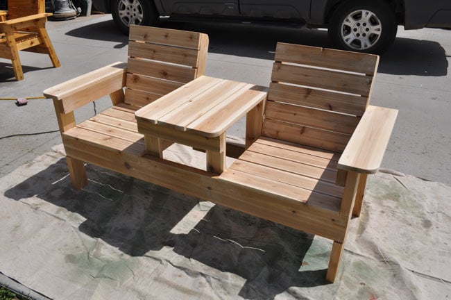 DIY Double Chair Bench with Table - By DIY Pete Ana White