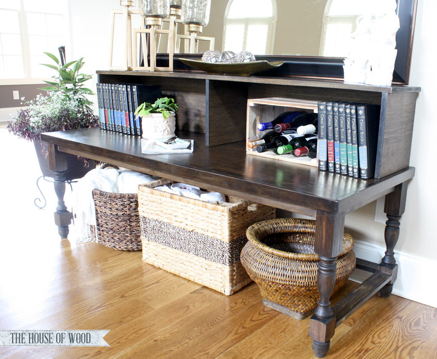 deep console table bench with hutch free plans