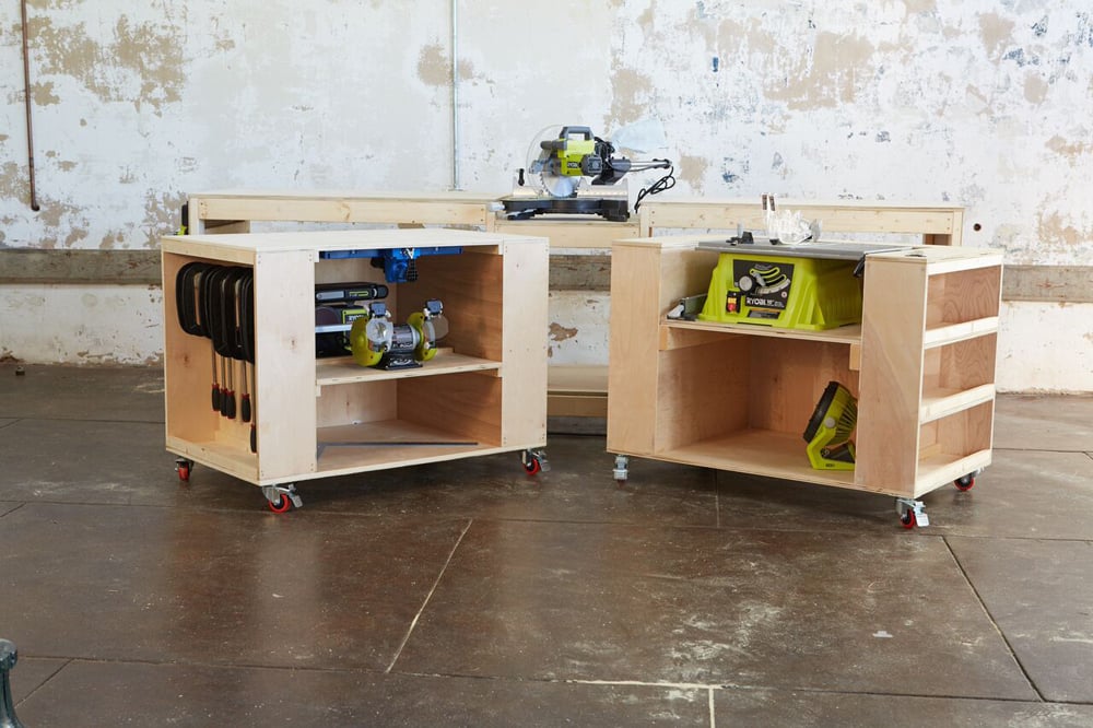 Workbench With Miter Saw Stand, Rolling Garage Workbench Plans