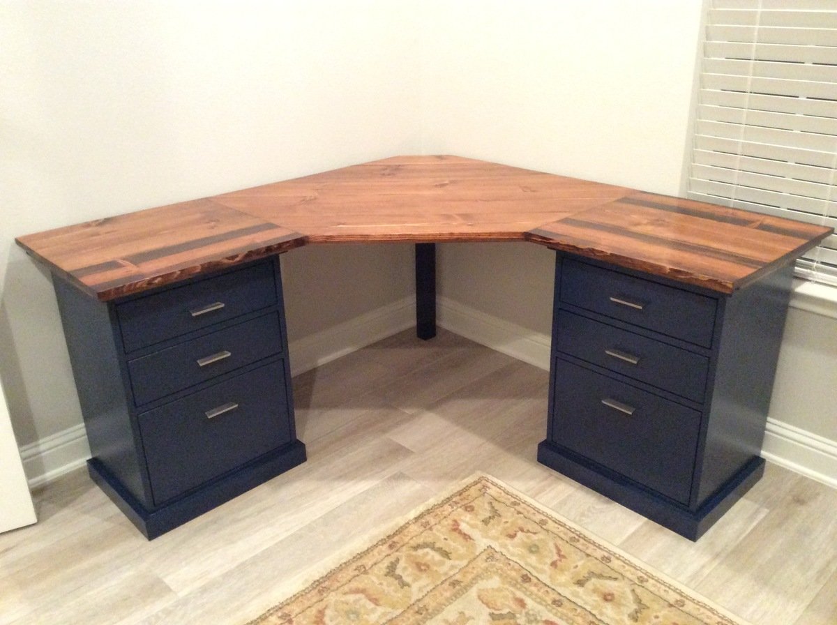 Colorful Custom Bedford Corner Desk With Live Edge Desktop Ana White