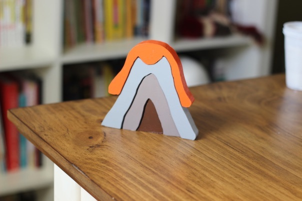 wooden volcano toy