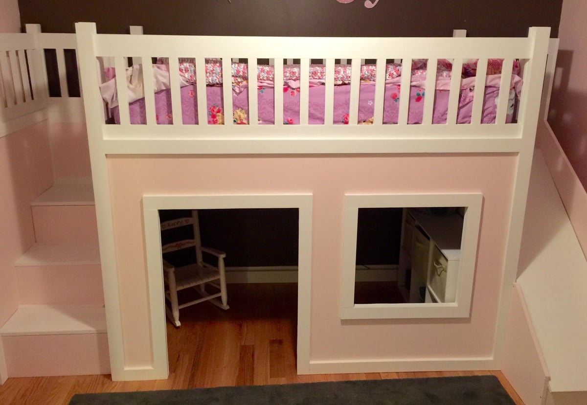 playhouse loft bed with stairs and slide